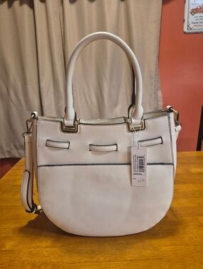 Simply Noelle "All Tied Up" Faux Leather Shoulder Bag Pearl White